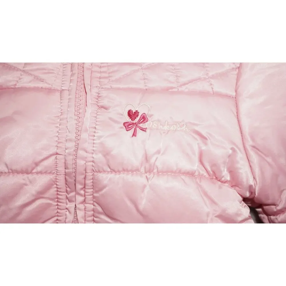 OshKosh B’gosh Toddler Pink Quilted Puffer Jacket 2T Hooded  Fleece Lined
